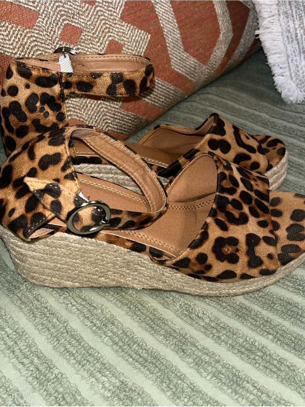Mata Leopard Print Espadrille Wedge Sandals - Leopard/Tan